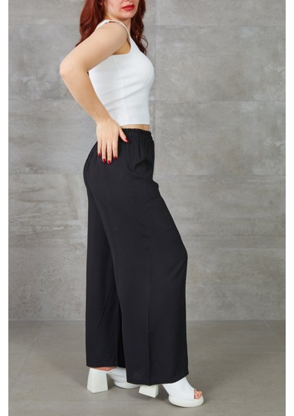 Kadın Bol Paça Rahat Kalıp Beli Lastikli Salaş Pantolon modelleri