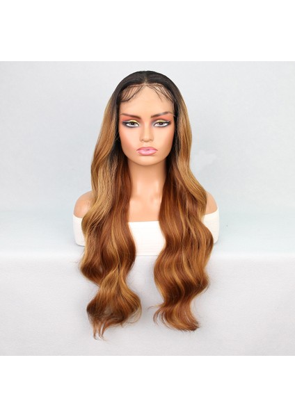 Siyah Karamel Balköpüğü Ombre Fiber Sentetik Geniş Dalgalı Tül Peruk fiyatları