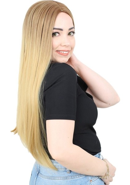 Fiber Sentetik Uzun Düz Peruk / Kumral / Sarı Ombreli fiyatları