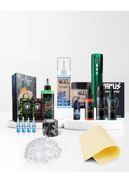 Samurai Kablosuz Pen Dövme Makinesi Seti - Yeşil