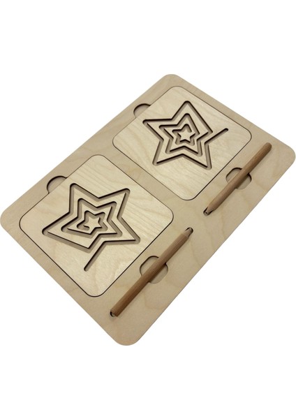 Ahşap Sağ ve Sol El Koordinasyon Oyunu, Iki El Çizgi Çalışması, Geometrik Desenler, 5'li Çizim Seti modelleri