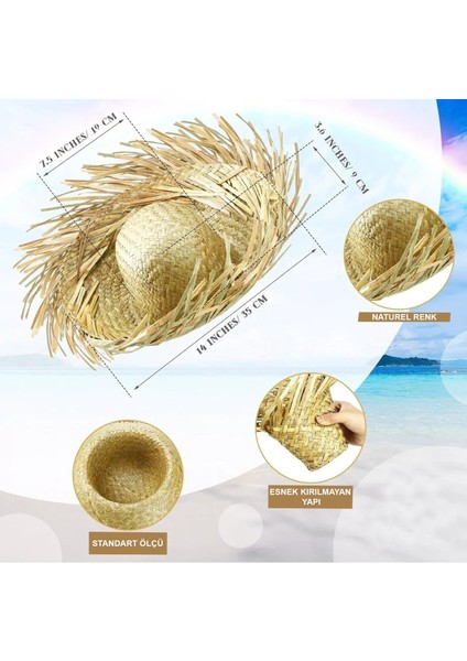 Tropikal Parti Naturel Hasır Hawaii Şapkası 13X36 cm indirimleri