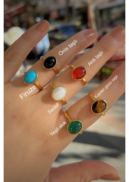 Gümüş 10X8 mm Siyah Onix Taşlı Altın Kaplama Yüzük modelleri