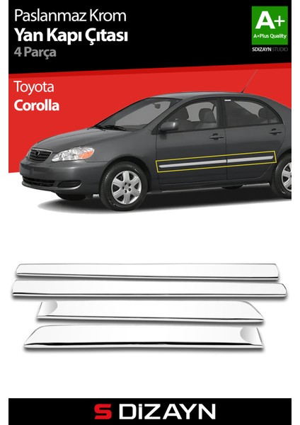 Toyota Corolla Krom Yan Kapı Çıtası 4 Prç 2002-2007 modelleri