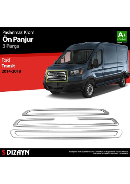 Ford Transit Krom Ön Panjur 3 Parça 2014-2018 indirimleri