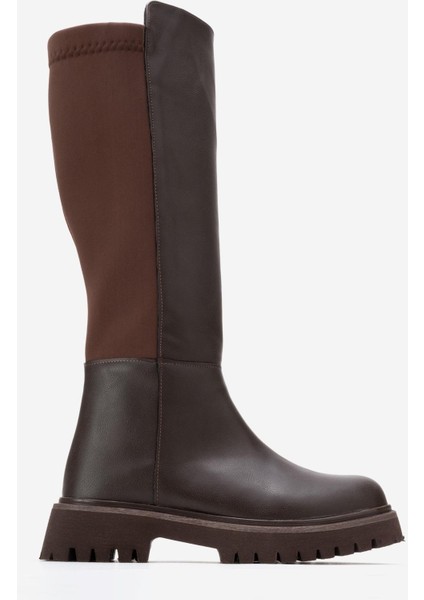 Kadın Düz Fermuarlı Streçli Çizme Kahve Cilt fiyatları