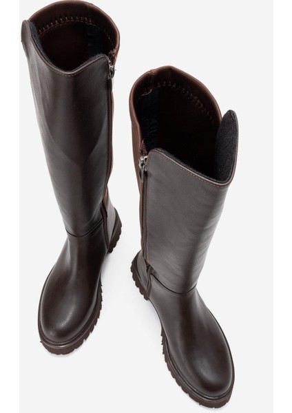 Kadın Düz Fermuarlı Streçli Çizme Kahve Cilt indirimleri