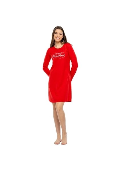 Elbise Modd Kadın Uzun Kollu Bisiklet Yaka Kırmızı-Lacivert Renk 39699