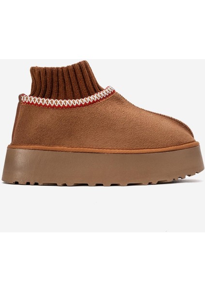 Kalın Tabanlı Mini Çoraplı Bot Taba fiyatları