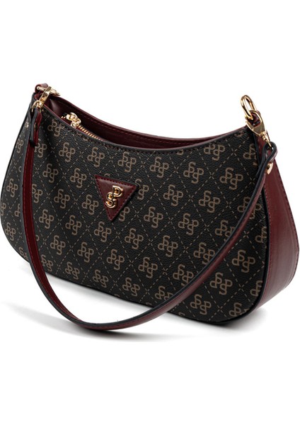 Kadın Çapraz Çanta 1251-48377 Sılver Polo Çapraz Bayan Çantası M178 Kahve Sarı-Mat Bordo