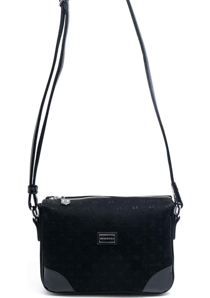 Kadın Çapraz Çanta 784-46060 Sılver Polo Çapraz Bayan Çantası M158 Siyah-Rugan Siyah