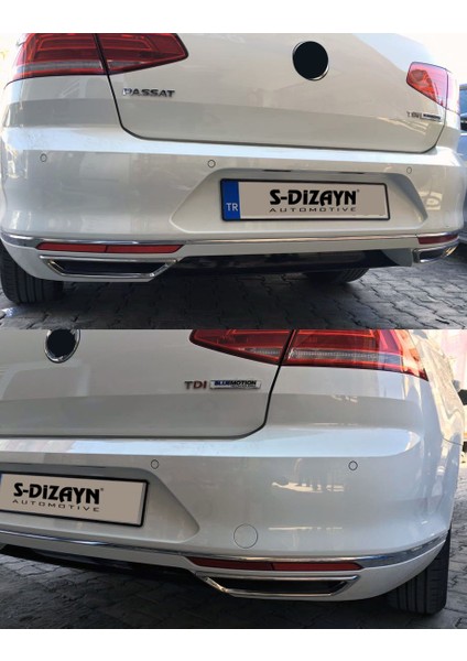 VW Passat B8 Krom Egzoz Görünümü Difüzör R Line Still 2 Parça 2015-2019