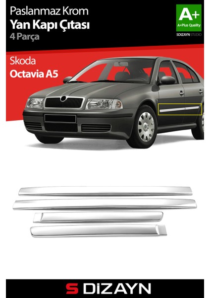 Skoda Octavia A5 Krom Yan Kapı Çıtası 4 Prç. 2004-2013 modelleri