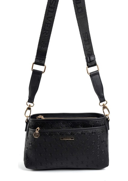 Kadın Çapraz Çanta 1184-48398 Sılver Polo Çapraz Bayan Çantası M86 Siyah-Mat Siyah