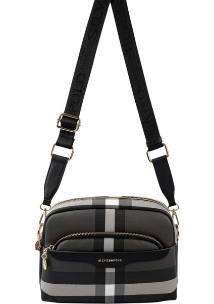 Kadın Çapraz Çanta 1201-48530 Sılver Polo Çapraz Bayan Çantası MK129 Siyah-Mat Siyah