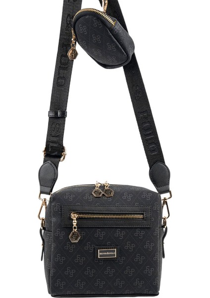 Kadın Çapraz Çanta 1038-48491 Sılver Polo Çapraz Bayan Çantası M178 Siyah-Mat Siyah