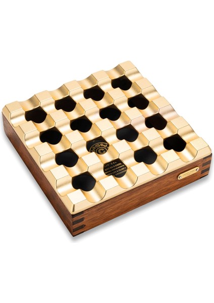 Cigarloong Çoklu Ahşap Kare Puro Küllüğü Gold