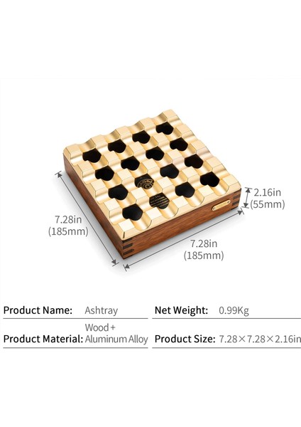 Cigarloong Çoklu Ahşap Kare Puro Küllüğü Gold fırsatları