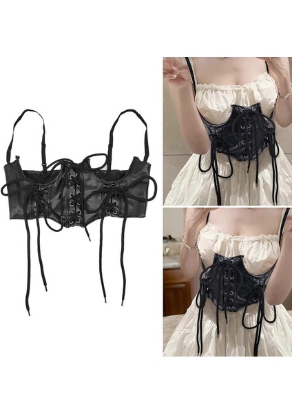 Yüksek Bel Korse Gotik Deri Bel Şekillendirici ,cosplay Siyah Pu Deri Gotik Korse Dış Giyim Siyah fiyatları