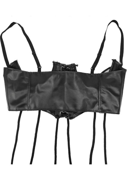 Yüksek Bel Korse Gotik Deri Bel Şekillendirici ,cosplay Siyah Pu Deri Gotik Korse Dış Giyim Siyah fırsatları