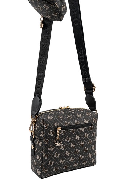 Kadın Çapraz Çanta 1038-48492 Sılver Polo Çapraz Bayan Çantası M178 Füme-Mat Siyah fırsatları