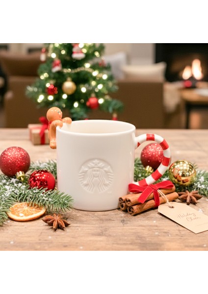 Meraklı Zencefil Kurabiye Adam Figürlü Beyaz Porselen Kupa 355ML fiyatları