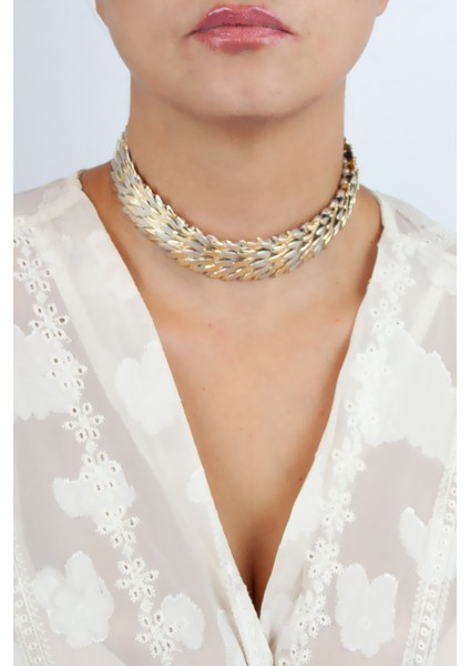 Dual Leaf Choker Kolye modelleri