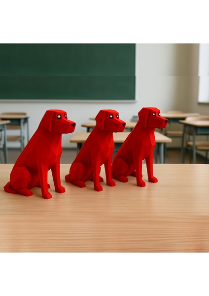 3D Baskı Dekoratif Kırmızı Köpek Figurü – Poligon Tasarım – Masa Üstü Süs Eşyası – Çocuk Odası, Ofis, Kreş Dekorasyonu modelleri