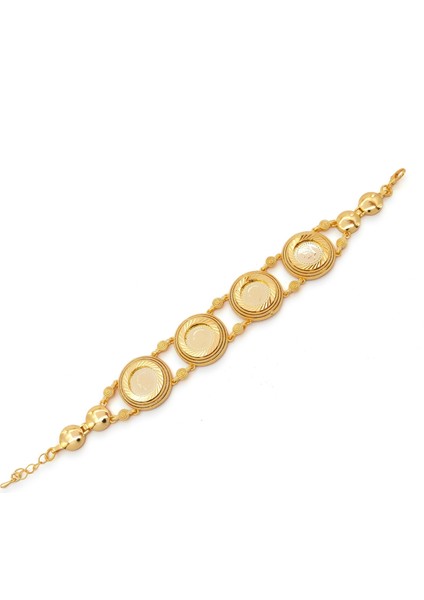 altın kaplama dört çeyrek altınlı desenli bileklik blk-1207