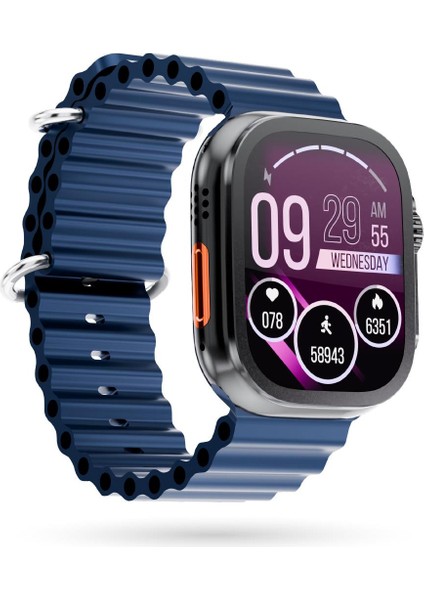 PBS139 2.01 Inç Dokunmatik Ekran Akıllı Saat Dahili Hoparlör ve Mikrofon Navy