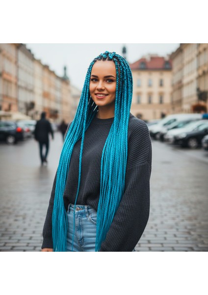 Afrika Örgüsü ve Rasta Için Sentetik Saç / Turkuaz