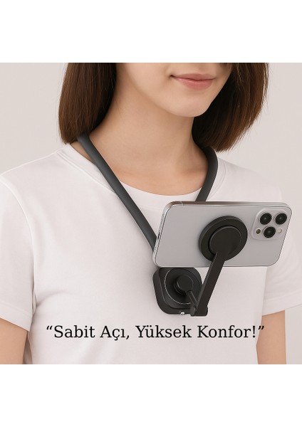 Çok Fonksiyonlu Boyun Tipi Telefon Tutucu | 360° Ayarlanabilir Manyetik Stand