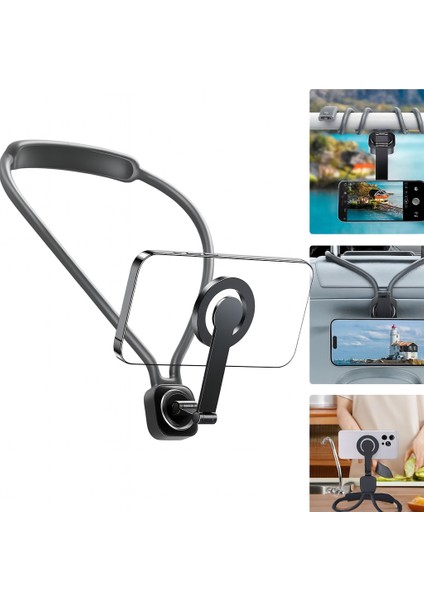 Çok Fonksiyonlu Boyun Tipi Telefon Tutucu | 360° Ayarlanabilir Manyetik Stand