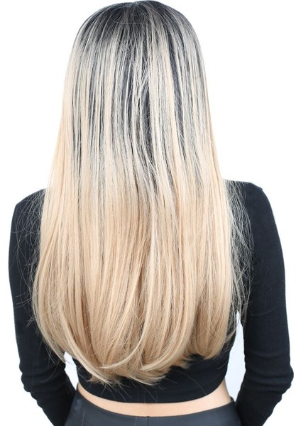 Fiber Sentetik Uzun Düz Peruk / Siyah / Balköpüğü Ombreli fırsatları