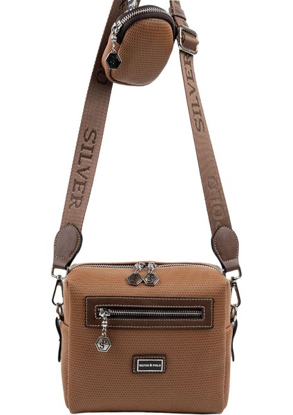 Kadın Çapraz Çanta 1038-48496 Sılver Polo Çapraz Bayan Çantası M86 Karamel-Mat Kahve