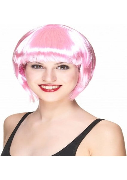 Soft Pembe Renk Parti Peruğu Küt Saç