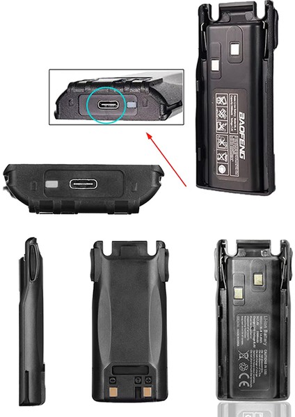 Baofeng Uv-82 Batarya Pil Type-C Girişli Kolay Şarj Uv-82 UV82 Telsiz Pil Batarya Battery
