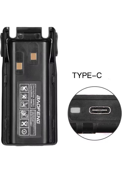 Baofeng Uv-82 Batarya Pil Type-C Girişli Kolay Şarj Uv-82 UV82 Telsiz Pil Batarya Battery indirimleri