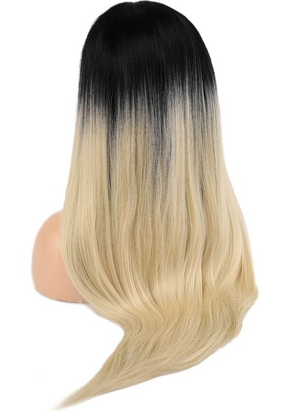 Fiber Sentetik Düz Uzun Tül Peruk / Siyah Platin Orta Ombreli fiyatları