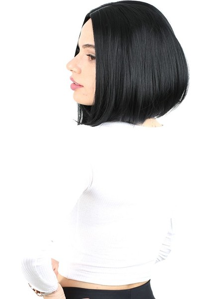 Kahkülsüz Düz Kısa Fiber Sentetik Peruk / Siyah modelleri