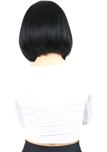 Kahkülsüz Düz Kısa Fiber Sentetik Peruk / Siyah fırsatları