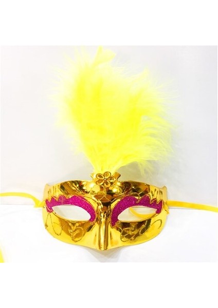 Renkli Tüylü Venedik Parti Maskesi Karışık Renk 12 Adet indirimleri