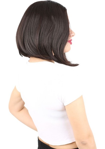 Fiber Sentetik Peruk Perçemsiz Kısa Düz / Kahverengi fiyatları