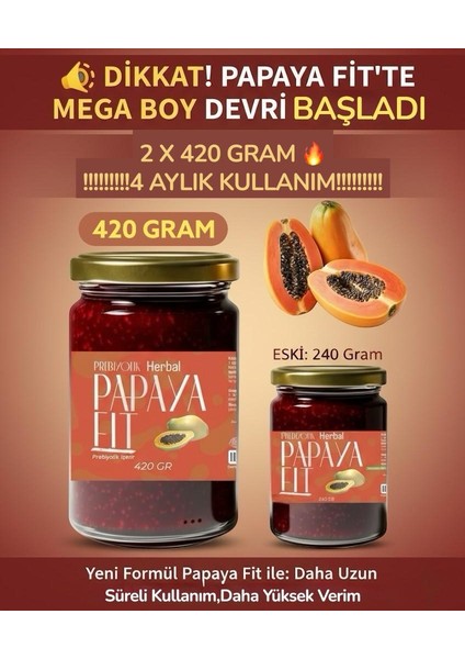 2 x 420 gr Herbal Papaya Fit Biberiyeli Bitkisel Macun 4 Aylık Kullanım