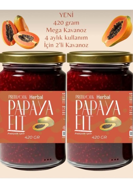 2 x 420 gr Herbal Papaya Fit Biberiyeli Bitkisel Macun 4 Aylık Kullanım modelleri