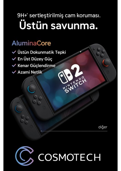 Nintendo Switch Switch 2 Uyumlu 7'' – 7.9'' 9h Temperli Cam Kırılmaz Ekran Koruyucu, Hd Clear, Toz Önleyici, Kabarcık Önleyici, 9h Hardness modelleri