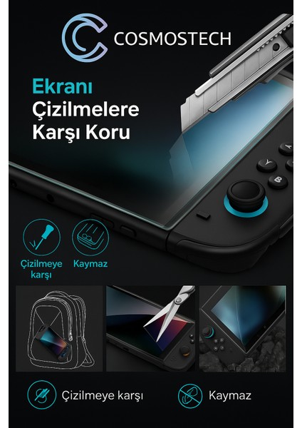 Nintendo Switch Switch 2 Uyumlu 7'' – 7.9'' 9h Temperli Cam Kırılmaz Ekran Koruyucu, Hd Clear, Toz Önleyici, Kabarcık Önleyici, 9h Hardness