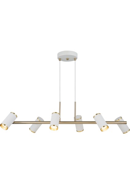 Lume 6 Lı Beyaz-Antık Lak Sıralı Avize 6XGU10