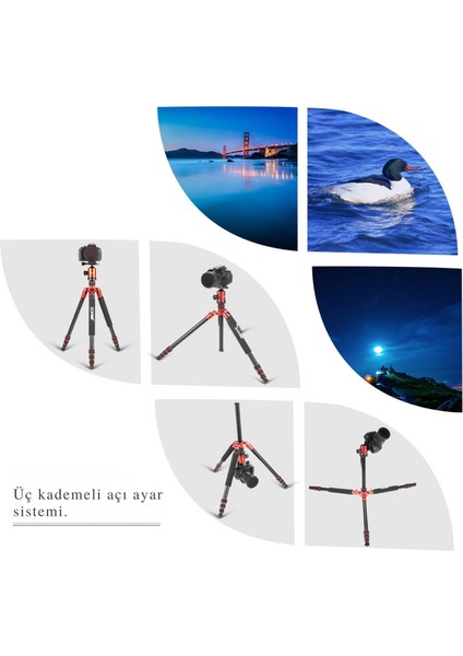Z818 Magnezyum-Alüminyum Alaşımlı Tripod/monopod- Telefon Tutucu-Çanta ve Bluetooth Kumanda Ile Birlikte