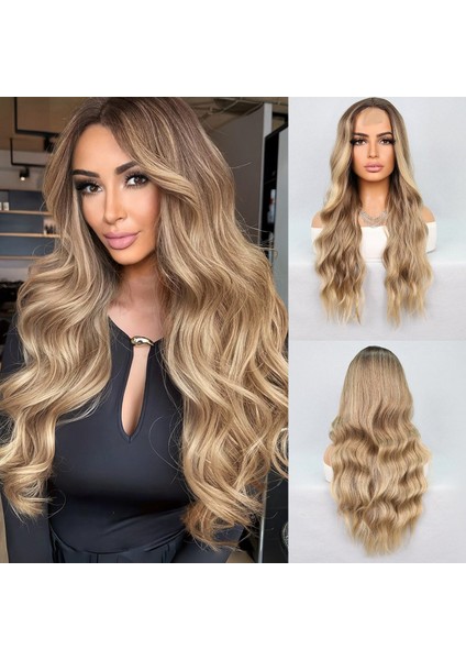 Kumral Dore Sarı Ombre Balköpüğü Röfleli Tül Peruk